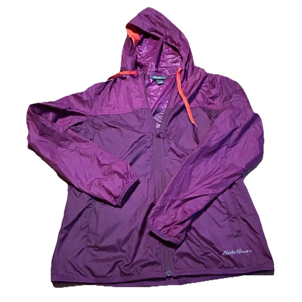 Eddie Bauer Hooded Windbreaker Jacket Purple Womens Size Small S